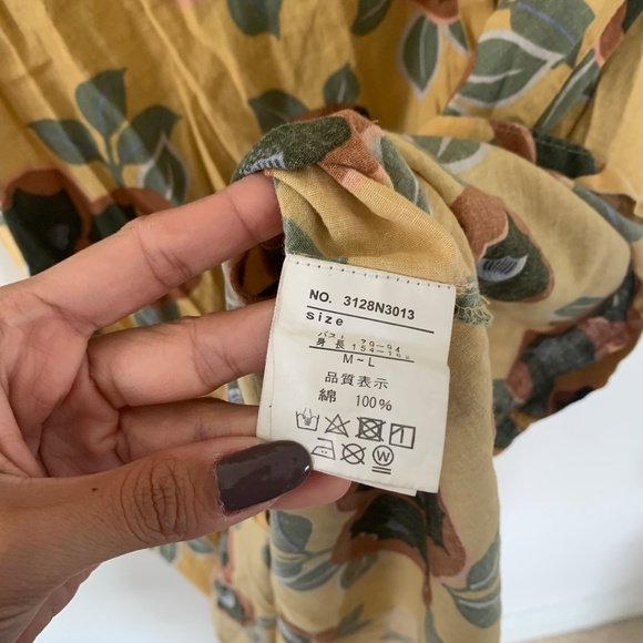 Boutique Yellow Floral Button Down Dress sz M/L - Picture 5 of 7